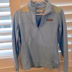 Vineyard Vines Quilted Shep Sweatshirt in Light Blue! Nautical & Coastal Chic!
